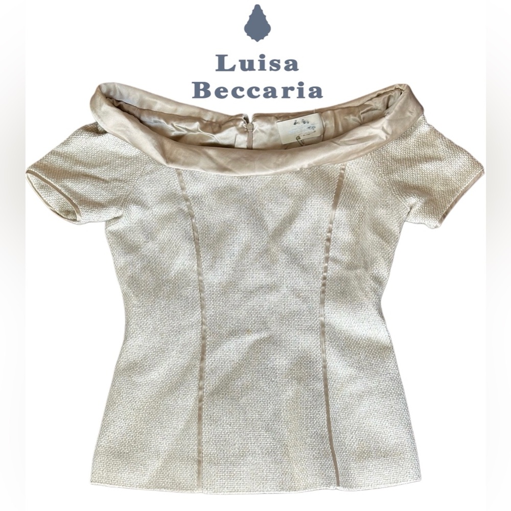 NWT Luisa Beccaria Designer Made In Italy Silk Blend Formal Top Size 4